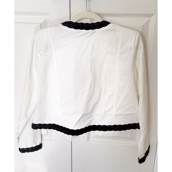 Ming Wang Braided Cotton-Blend White Crop Jacket size XS - Picture 2 of 4